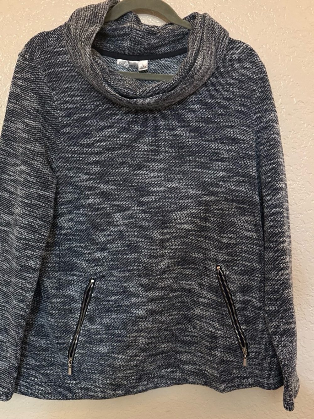 croft & barrow Heathered Navy-Gray Cowl Neck Pullover